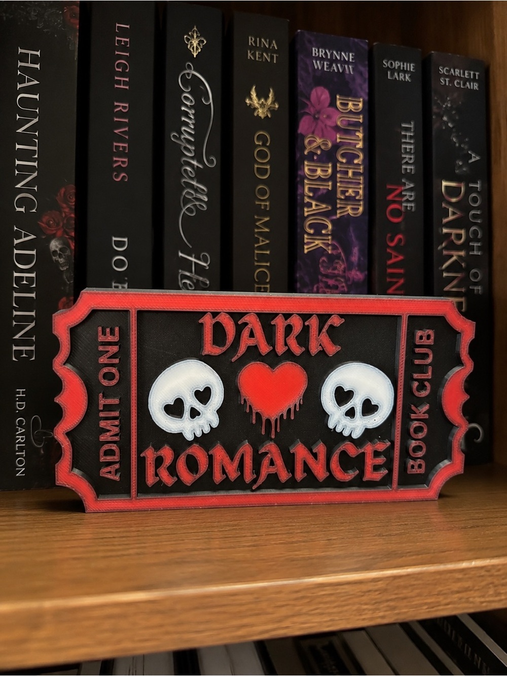 Dark Romance Book Club Ticket Shelf Decor 🎟️🖤